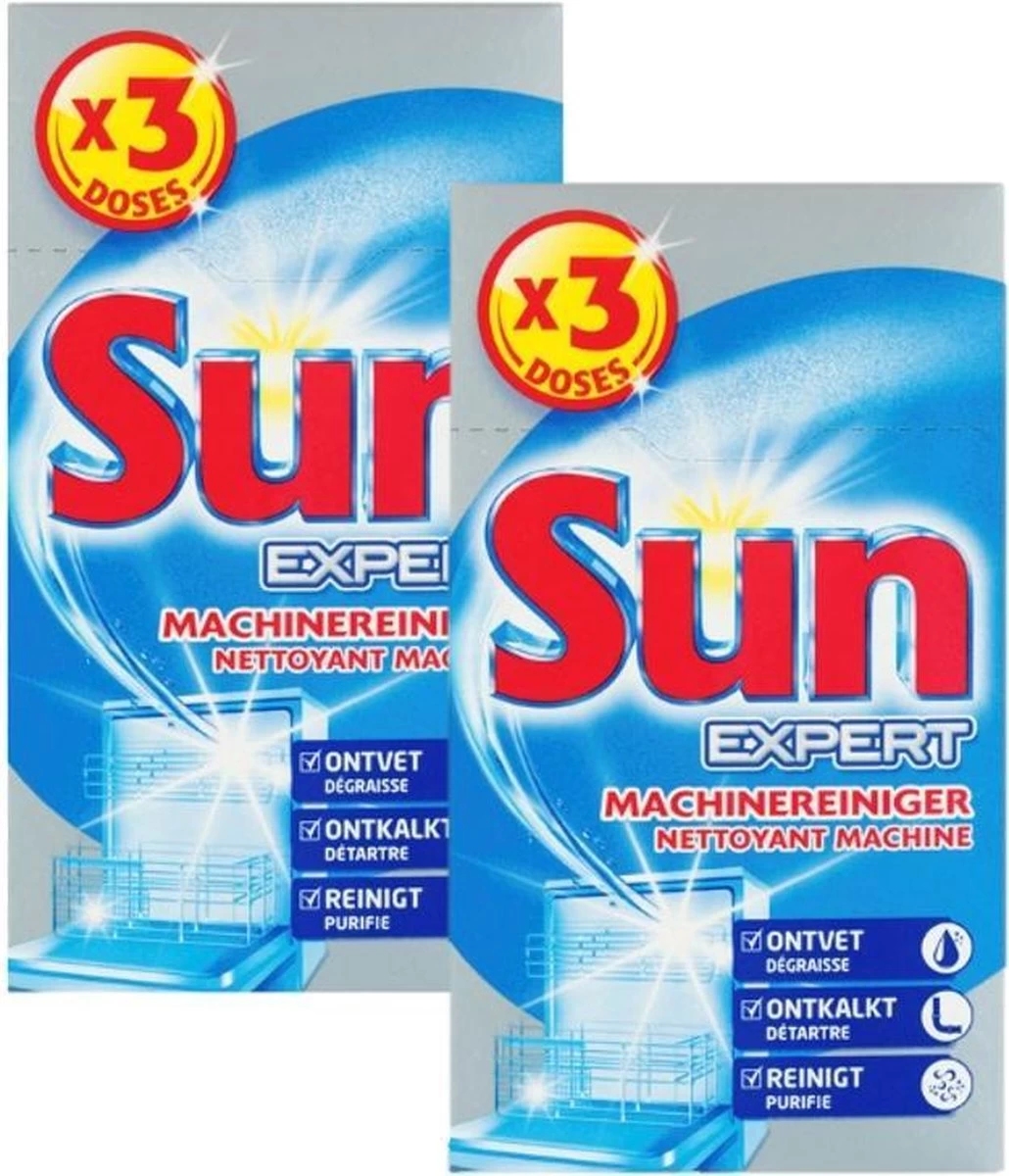 SUN® Sun - Vaatwasmachinereiniger - Pak 3 Dosissen - 2 Stuks 3 SUN® Sun - Vaatwasmachinereiniger - Pak 3 Dosissen - 2 Stuks