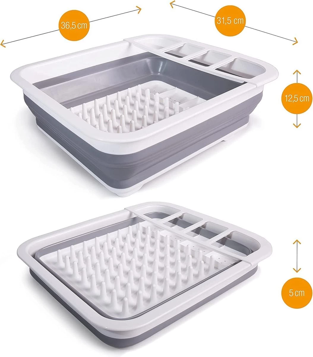 Amazy Afdruiprek Opvouwbaar & Bpa-vrij - Afdruiprek Voor Het Drogen Van Bestek, Borden, Glazen & Flessen - Afdruipmat In Grijs-wit Van Kunststof & Silicone Voor Gootsteen, Spoelbakken, Keuken 4 Amazy Afdruiprek Opvouwbaar & Bpa-vrij - Afdruiprek Voor Het Drogen Van Bestek, Borden, Glazen & Flessen - Afdruipmat In Grijs-wit Van Kunststof & Silicone Voor Gootsteen, Spoelbakken, Keuken - Afbeelding 2
