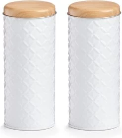 2x Bewaar/voorraad Blikken Koffiepads Wit 18 X 7,5 Cm 1 Liter