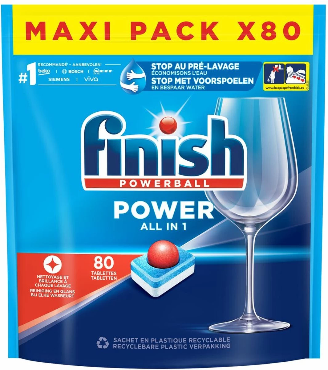 Finish Power All In One Regular Vaatwastabletten - 80 Stuks 9 Finish Power All In One Regular Vaatwastabletten - 80 Stuks - Afbeelding 7