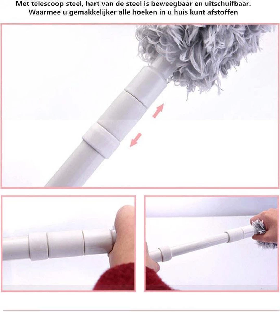 Plumeau/met Telescoopsteel/uitschuifbaar/microvezel Buigbare Borstelkop/9 X 126cm Max-lengte179cm 7 Plumeau/met Telescoopsteel/uitschuifbaar/microvezel Buigbare Borstelkop/9 X 126cm Max-lengte179cm - Afbeelding 5