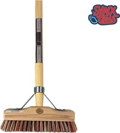 Synx Tools Luiwagen Union Mix Nylon Extra Hard 22cm - Tegel Bezem Schrobber- Bezemsteel - Schoonmaakbezem - Schrobborstels - Bezems Met Steel 150 Cm