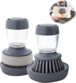 Afwasborstel Met Zeepdispenser – Met 3 Verschillende Opzet Stukken – Inclusief Houder – Grijs – Afwas Borstel Zeepreservoir – Zeep Handborstel – Doseerpomp – Afwasmiddel Dispenser – Navulbaar -Kruideniers Winkel 1107x1200 3