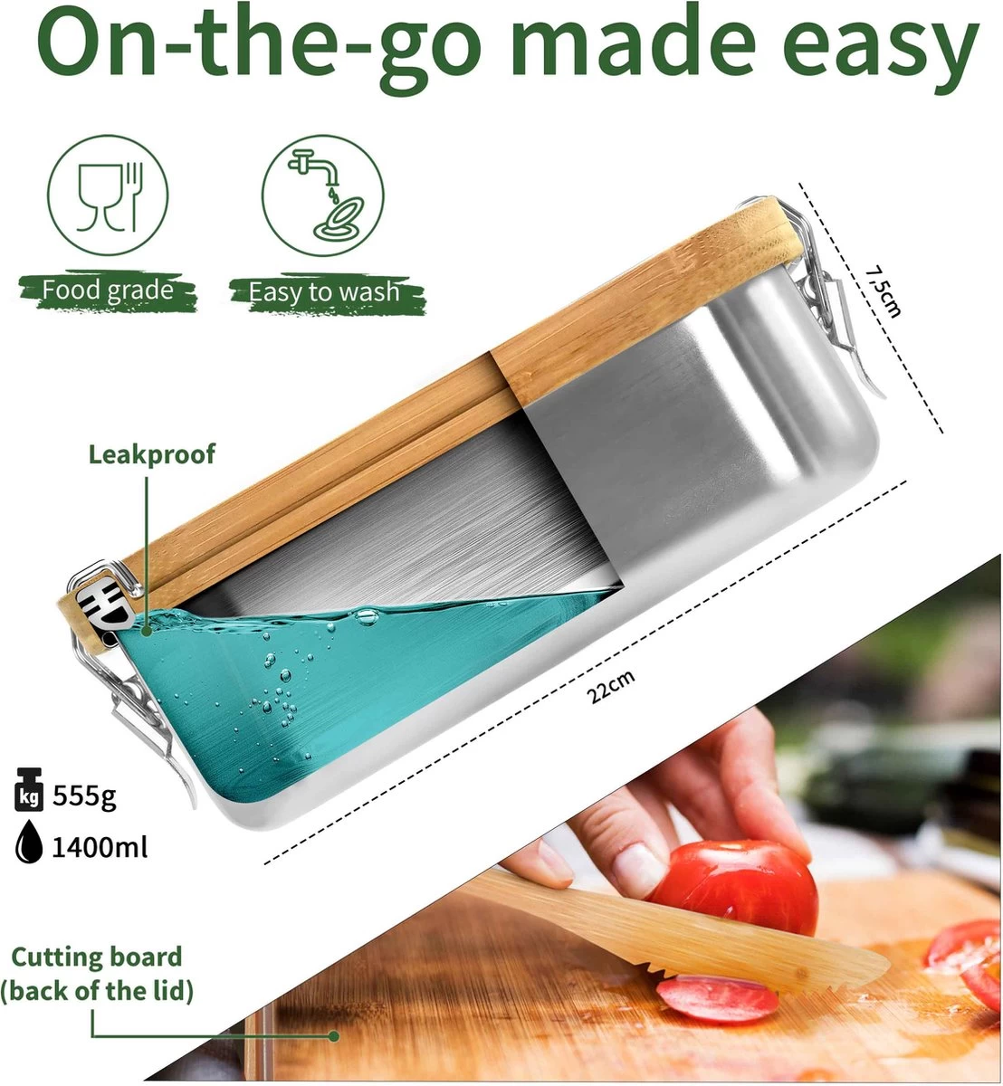 Bamboe Lunch Box 1400 Ml | Broodbox | Ecologisch | Roestvrijstalen Lunchbox | Bentobox No Leak | Smaakloos | Bamboe Grote Broodtrommel | Lunchbox Volwassenen | Lunchbox RVS Bamboe | Bambaw 9 Bamboe Lunch Box 1400 Ml | Broodbox | Ecologisch | Roestvrijstalen Lunchbox | Bentobox No Leak | Smaakloos | Bamboe Grote Broodtrommel | Lunchbox Volwassenen | Lunchbox RVS Bamboe | Bambaw - Afbeelding 7