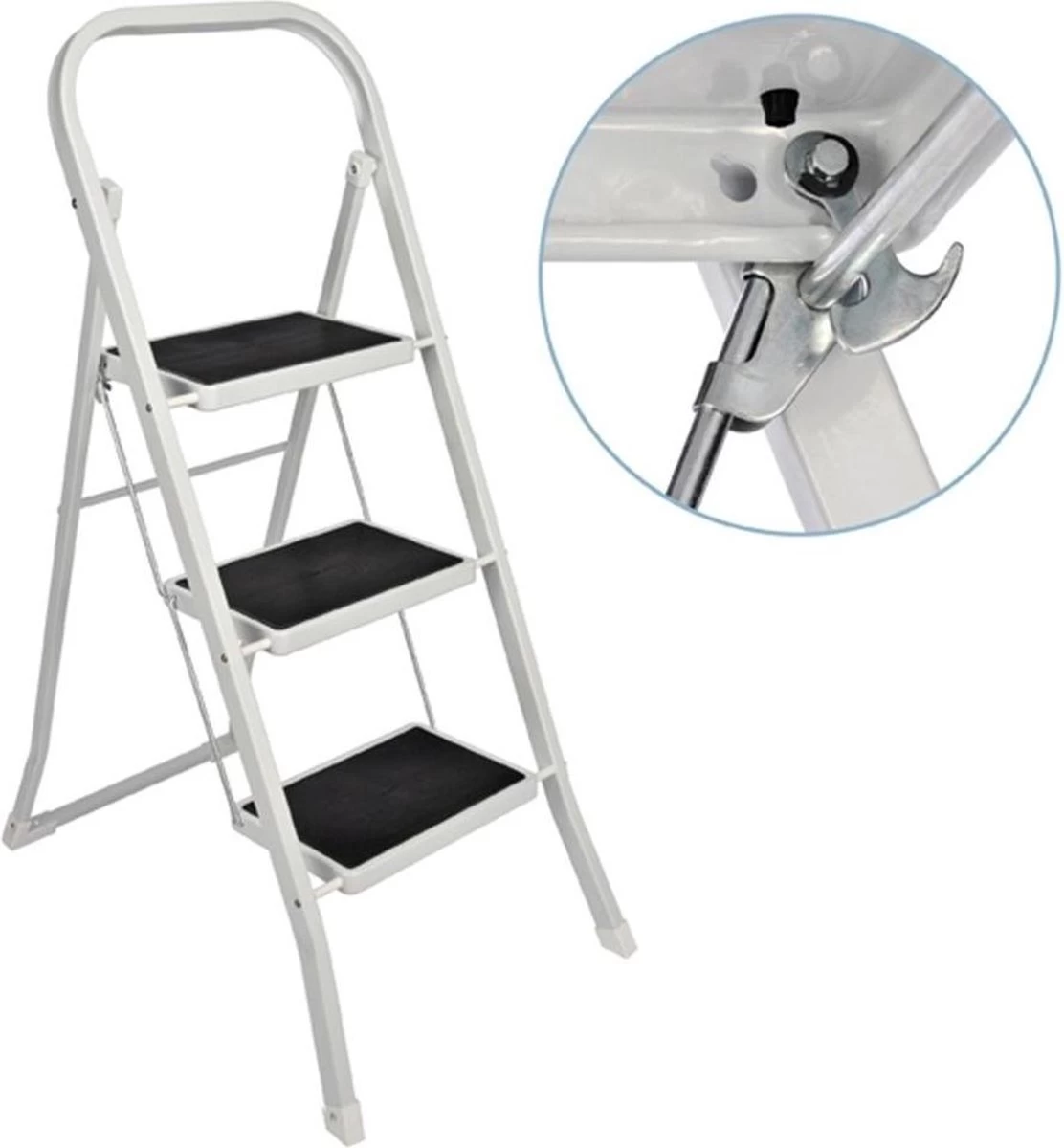 Basic Huishoudtrap 3 Treden - Anti-slip - Max. 150 KG - Anti-Slip Poten 3 Basic Huishoudtrap 3 Treden - Anti-slip - Max. 150 KG - Anti-Slip Poten