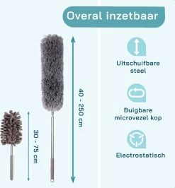 ForDig 7-Delige Plumeau Set - Duster Met Telescoopsteel Uitschuifbaar Tot 250 Cm - Inclusief Ragebol / Voegenborstel / Microvezel Doek / Chenille Borstel - Wasbaar - 360 Graden Draaibaar -Kruideniers Winkel 1113x1200 4
