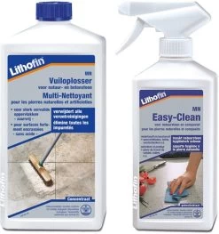 MN Onderhoudsset - Werkbladen In Natuursteen En Composiet - MN Vuiloplosser 1L En Easy-Clean 500ml - Lithofin