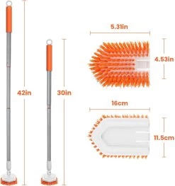 Merkloos Badkamer Reinigingsborstel - Badkamerschrobborstel - Reinigingsborstel - Met Afneembare Telescopische Handgreep En 180° Verstelbare Gezamenlijke Reinigingsborstel - Lange Steel 107 Cm -Kruideniers Winkel 1126x1200