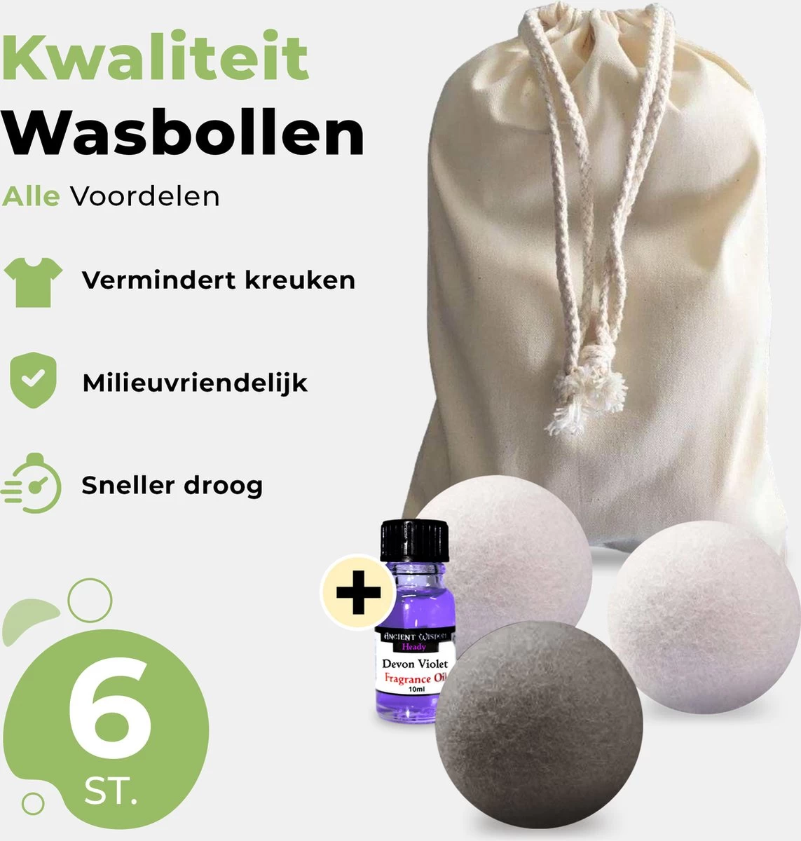 Drogerballen Met Wasparfum - Droogballen - Set Van 6 XL Ballen - Wasdroger Ballen Wol - 100% Nieuw-Zeelands Schapenwol - Wasballen 10 Drogerballen Met Wasparfum - Droogballen - Set Van 6 XL Ballen - Wasdroger Ballen Wol - 100% Nieuw-Zeelands Schapenwol - Wasballen - Afbeelding 8