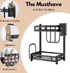 Pazzo Goods - Keuken Organizer - Keukenrek - Zwart - Metaal - 2 Laags - Multifunctioneel - Zwart - -Kruideniers Winkel 1154x1200 3