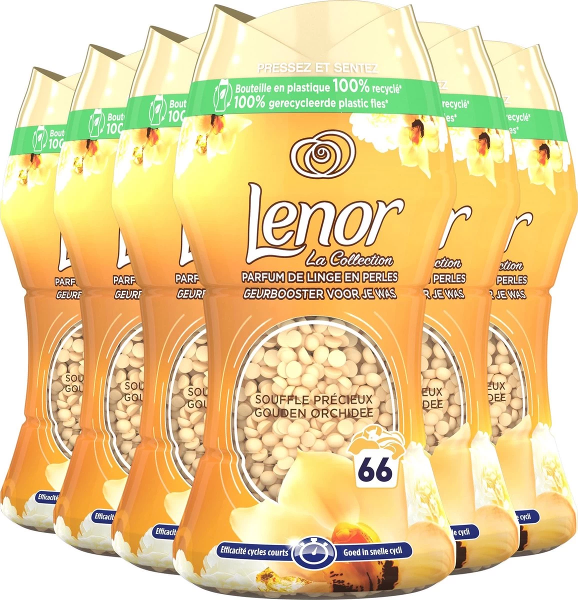 Lenor Geurbooster Gouden Orchidee - Geurparels - 6x11 Wasbeurten - Voordeelverpakking 3 Lenor Geurbooster Gouden Orchidee - Geurparels - 6x11 Wasbeurten - Voordeelverpakking