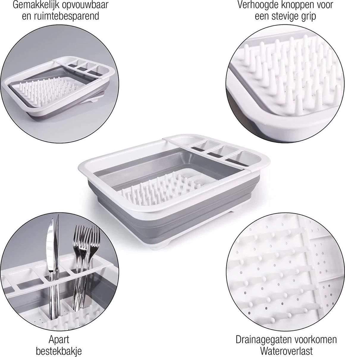 Amazy Afdruiprek Opvouwbaar & Bpa-vrij - Afdruiprek Voor Het Drogen Van Bestek, Borden, Glazen & Flessen - Afdruipmat In Grijs-wit Van Kunststof & Silicone Voor Gootsteen, Spoelbakken, Keuken 8 Amazy Afdruiprek Opvouwbaar & Bpa-vrij - Afdruiprek Voor Het Drogen Van Bestek, Borden, Glazen & Flessen - Afdruipmat In Grijs-wit Van Kunststof & Silicone Voor Gootsteen, Spoelbakken, Keuken - Afbeelding 6