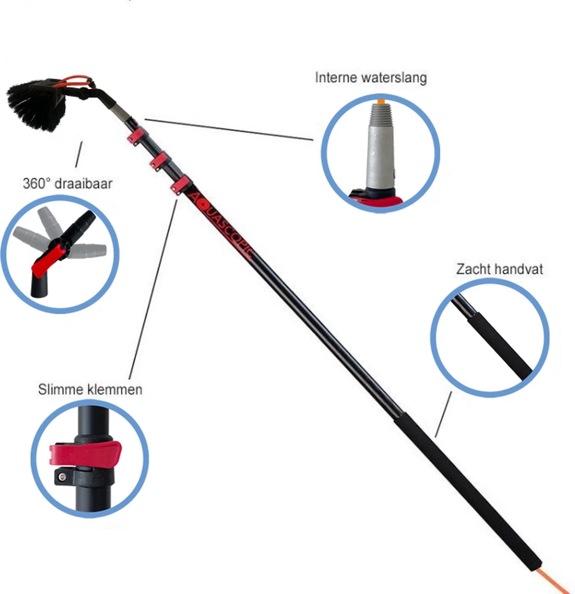 Aquascopic - Telescoopsteel Set Met Borstel - 7,2 Meter 9 Aquascopic - Telescoopsteel Set Met Borstel - 7,2 Meter - Afbeelding 7