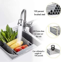 IBright Verstelbare Keukenrek - Gootsteen Mand - Afdruiprek – Vergiet – Verstelbaar In Lengte - Uitschuifbaar - RVS Grijs 24 IBright Verstelbare Keukenrek - Gootsteen Mand - Afdruiprek – Vergiet – Verstelbaar In Lengte - Uitschuifbaar - RVS Grijs -Kruideniers Winkel 1174x1200