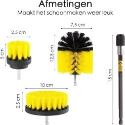Professionele 4 Delige Borstelset Voor De Boormachine Incl. Verlengstuk, Deze Schoonmaak Schuurborstel Elektrisch Opzetborstel Schrobborstel Set Is Geschikt Als Schrobber Voor Badkamer, Auto, Keuken En Tuin -Kruideniers Winkel 1196x1200 6