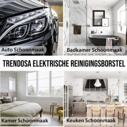 Trendosa Elektrische Schoonmaakborstel - Elektrische Schrobborstel - Poetsmachine - Handborstel - Scrubber- De Badkamer/Keuken/Auto- 10 Opzetstukken Geel -Kruideniers Winkel 1196x1200 7