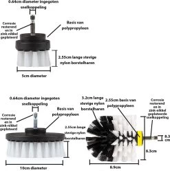 Kibani 9 Delige Borstelset Voor Boormachine - Wit, Rood, Geel - Voor Wielen, Tapijt, Bekleding, Beton En Steen | Schrobborstel – Boorborstel – Schuurborstel - Borstel Boormachine – Schoonmaakborstel – Reinigingsborstel – Tapijtreiniger - Borstelset -Kruideniers Winkel 1197x1200 7