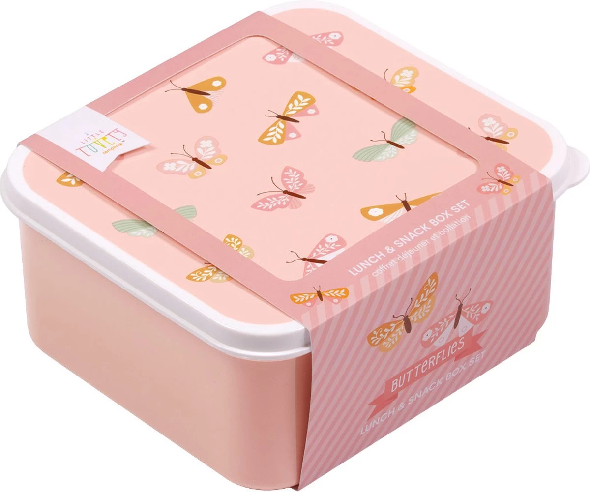A Little Lovely Company - Brooddoos - Broodtrommel - Lunch & Snack Box Set Van 4 - Vlinders 7 A Little Lovely Company - Brooddoos - Broodtrommel - Lunch & Snack Box Set Van 4 - Vlinders - Afbeelding 5