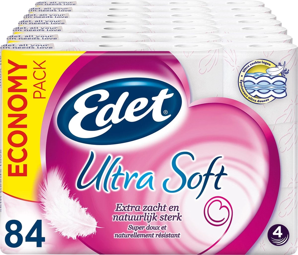 Edet Ultra Soft 4-laags Wc Papier - 84 Rollen 3 Edet Ultra Soft 4-laags Wc Papier - 84 Rollen