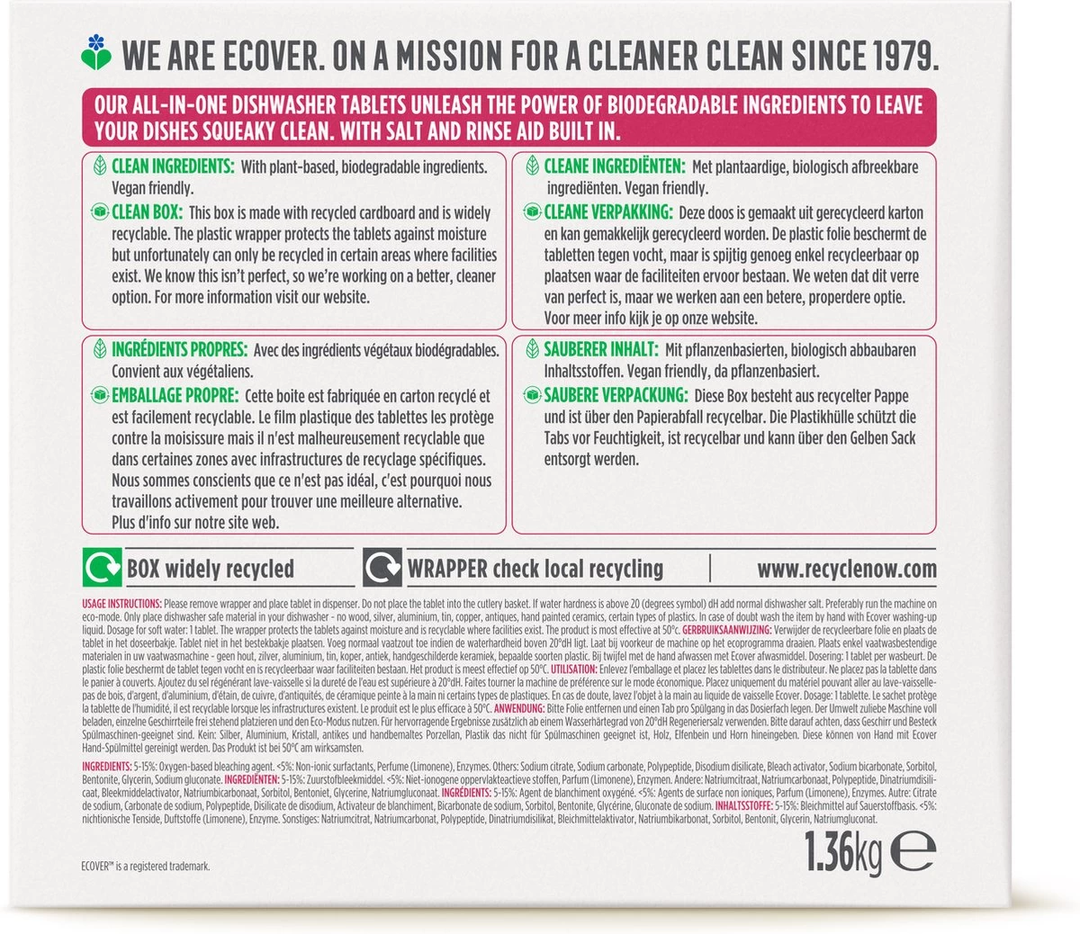 Ecover - Vaatwastabletten All In One - 68 Tabs 5 Ecover - Vaatwastabletten All In One - 68 Tabs - Afbeelding 3