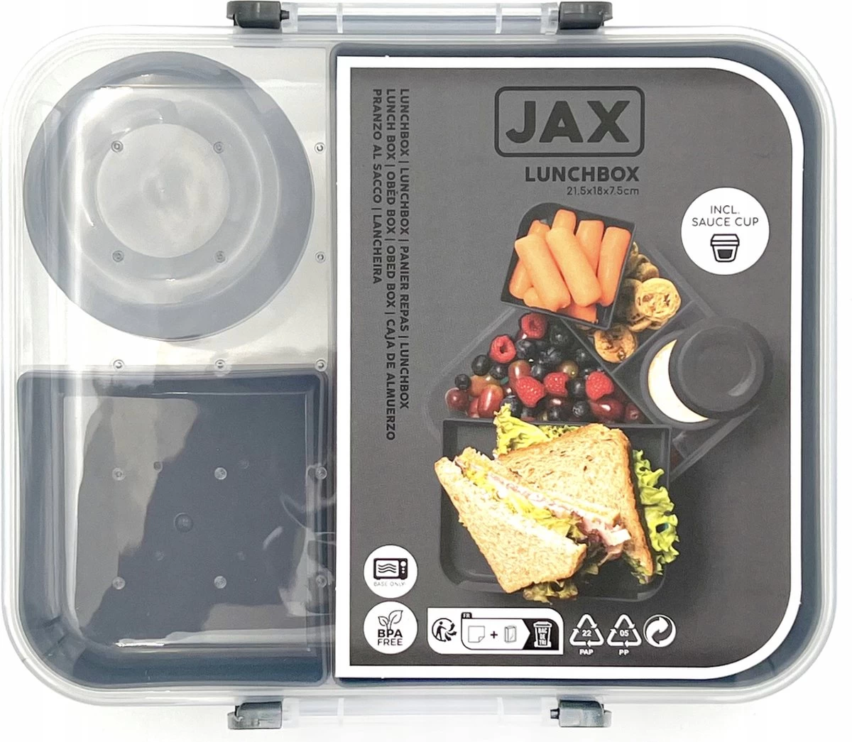 Lunchbox - Broodtrommel Inclusief Sausbeker - 3 Compartimenten - Saladebox - Brooddoos Met Yoghurtpotje 9 Lunchbox - Broodtrommel Inclusief Sausbeker - 3 Compartimenten - Saladebox - Brooddoos Met Yoghurtpotje - Afbeelding 7