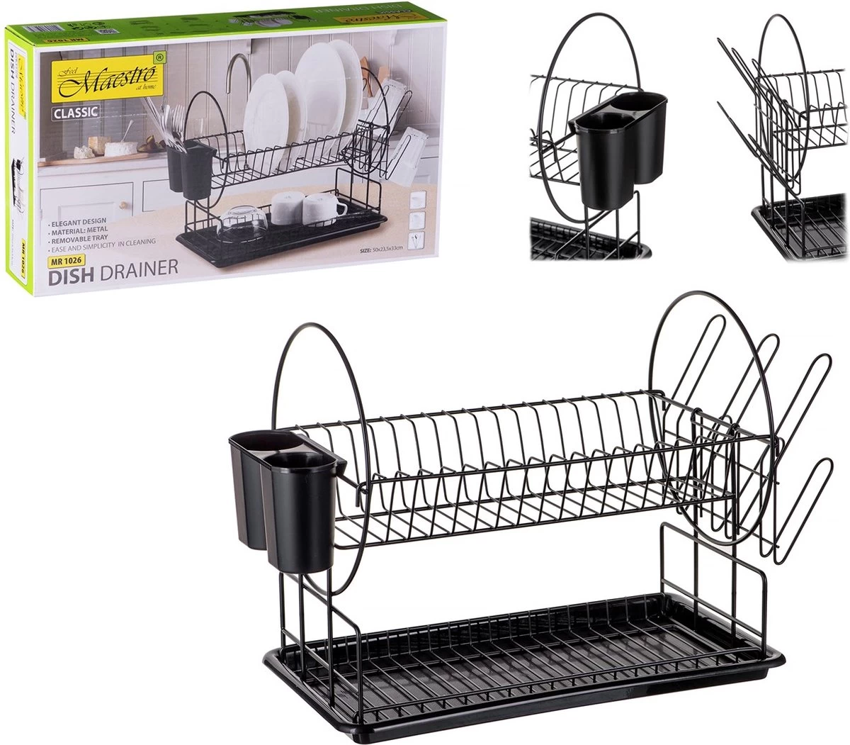 Maestro - Afdruiprek 2 Bestekrekken Wateropvangbak - 50cm 6 Maestro - Afdruiprek 2 Bestekrekken Wateropvangbak - 50cm - Afbeelding 4