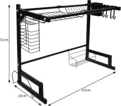 Afdruiprek Droger Zwart Voor Bestek Boven De Gootsteen 65 Cm X 29 Cm X 52 Cm -Kruideniers Winkel 1200x1052 1