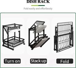 TammaT - Afdruiprek Met Lekbak 2 Laags – Inklapbaar - Afwasrek – Met 2 Lekbakken – Extra Accessories Voor Servies En Snijplanken - RVS - 38x35x26,5cm -Kruideniers Winkel 1200x1076 1