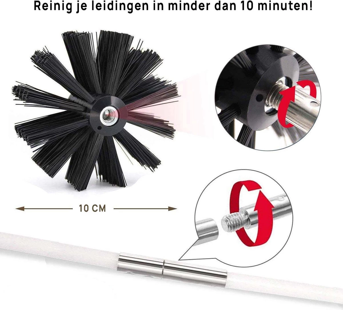 Kibani Schoorsteenborstel 7 Meter - Schoorsteenreiniger - Schoorsteenveger - Schoorsteenveegset - Schoorsteen Borstel - Veegkit - Borstelset Voor Boormachine - Boormachine 8 Kibani Schoorsteenborstel 7 Meter - Schoorsteenreiniger - Schoorsteenveger - Schoorsteenveegset - Schoorsteen Borstel - Veegkit - Borstelset Voor Boormachine - Boormachine - Afbeelding 6