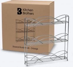 KitchenBrothers Kruidenrek - Staand - Voor 21 Potjes - 3 Laags - Chroom -Kruideniers Winkel 1200x1106 3