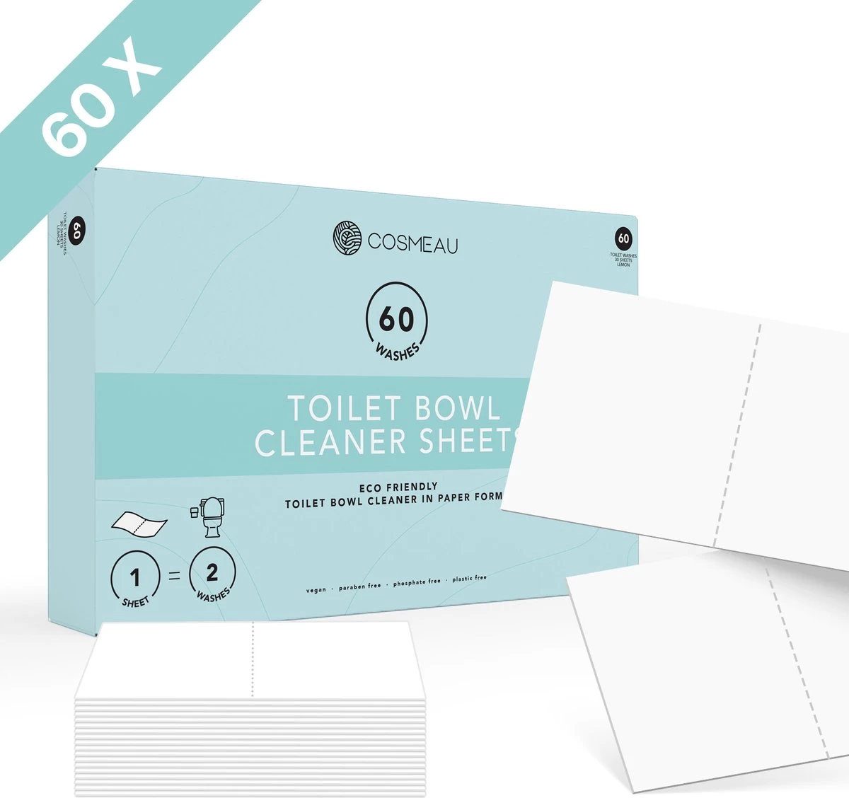 Cosmeau Toiletreiniger Sheets 60 Beurten Wasvellen Detergent Sheets Eco Toilet Strips - Cosmo Cosmea Kosmo 3 Cosmeau Toiletreiniger Sheets 60 Beurten Wasvellen Detergent Sheets Eco Toilet Strips - Cosmo Cosmea Kosmo