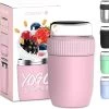 Coninx Thermos Lunchbox - Muesli Beker To Go - Isoleer Lunchpot - Yoghurtbeker To Go - Mueslibeker 840ml (600ml+240ml) - RVS / Roze