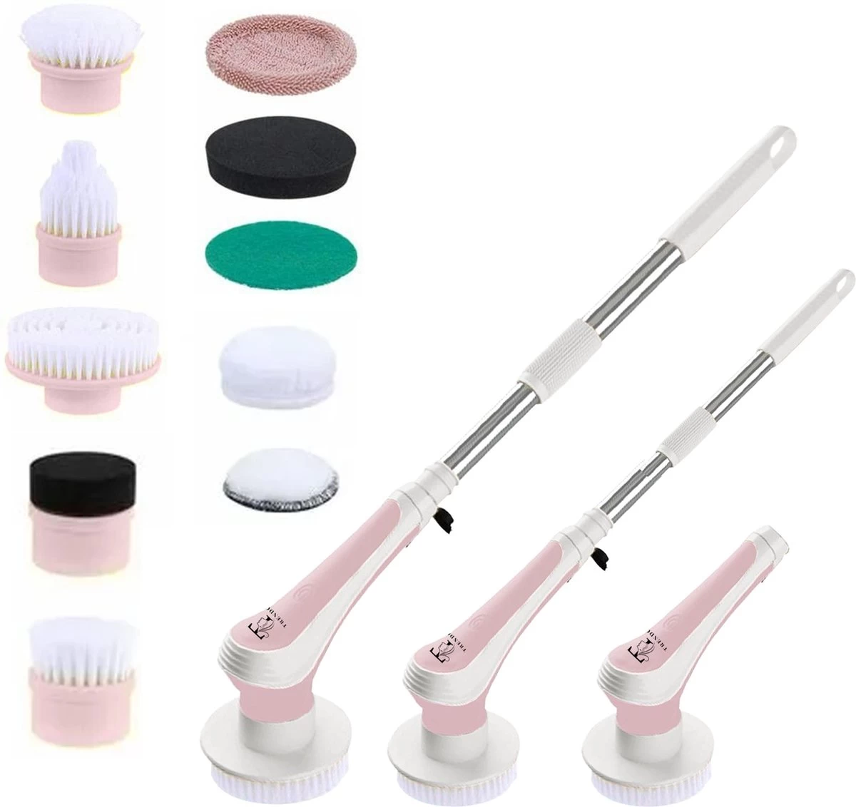 Trendosa Elektrische Schoonmaakborstel - Elektrische Schrobborstel - Poetsmachine - Handborstel - Scrubber- De Badkamer/Keuken/Auto- Roze 3 Trendosa Elektrische Schoonmaakborstel - Elektrische Schrobborstel - Poetsmachine - Handborstel - Scrubber- De Badkamer/Keuken/Auto- Roze