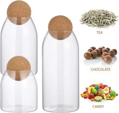 Igoods Helderglazen - Voorraadpot Met Kurkbal - Thee- En Koffiebus Met Bolvormig Houten Deksel - Voedselblikken - Keukenopslag - Opslagpotten -Kruideniers Winkel 1200x1132 6