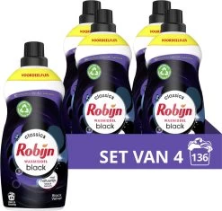 4x Robijn Klein & Krachtig Wasmiddel Black Velvet 1,19 Liter