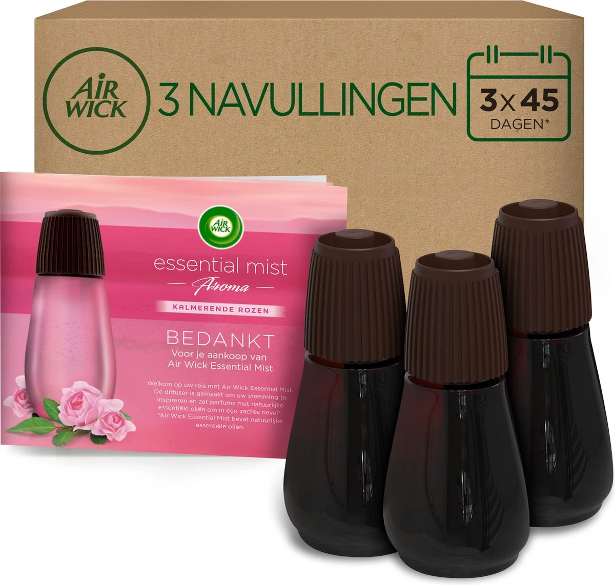 Air Wick Essential Mist Luchtverfrisser - Kalmerende Rozen - 3 Navullingen 3 Air Wick Essential Mist Luchtverfrisser - Kalmerende Rozen - 3 Navullingen