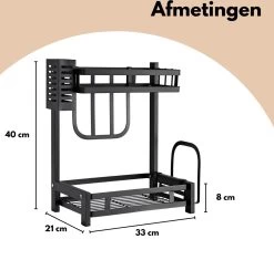 Pazzo Goods - Keuken Organizer - Keukenrek - Zwart - Metaal - 2 Laags - Multifunctioneel - Zwart - -Kruideniers Winkel 1200x1144 2