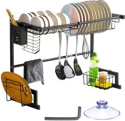 Afdruiprek Droger Zwart Voor Bestek Boven De Gootsteen 65 Cm X 29 Cm X 52 Cm -Kruideniers Winkel 1200x1154 2