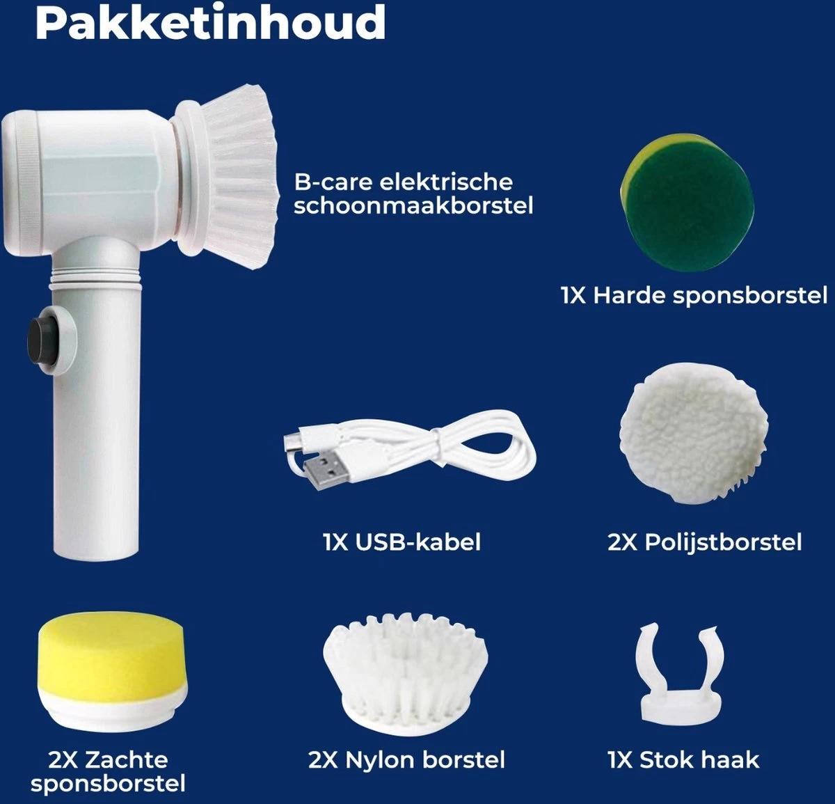 B-care Magic Brush - Elektrische Multifunctionele Schoonmaakborstel - 7 Opzetstukken - Wasborstel - Poetsmachine - Schrobborstel - Handborstel - Werkborstel - Schrobber - Boorborstel - Reinigingsborstel 9 B-care Magic Brush - Elektrische Multifunctionele Schoonmaakborstel - 7 Opzetstukken - Wasborstel - Poetsmachine - Schrobborstel - Handborstel - Werkborstel - Schrobber - Boorborstel - Reinigingsborstel - Afbeelding 7