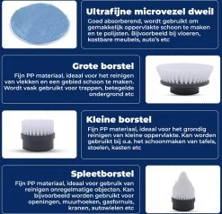 B-care Elektrische Schoonmaakborstel - 4 Opzetstukken - Wasborstel - Poetsmachine - Schrobborstel - Handborstel - Werkborstel - Schrobber - Boorborstel - Schoonmaakmiddelen - Reinigingsborstel -Kruideniers Winkel 1200x1161 9