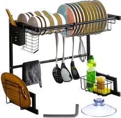 Afdruiprek Droger Zwart Voor Bestek Boven De Gootsteen 65 Cm X 29 Cm X 52 Cm -Kruideniers Winkel 1200x1167 2