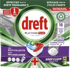 Dreft Platinum Plus All In One Machine Clean - Vaatwastabletten - 5 X 16 Tabletten -Kruideniers Winkel 1200x1169 7