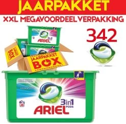 Ariel Colour & Style 3in1 Pods - Jaarbox 342 Wasbeurten - Wasmiddel Capsules - Jaar Megavoordeelverpakking | 342 Wasbeurten Color | Voor Alle Soorten Was -Kruideniers Winkel 1200x1175