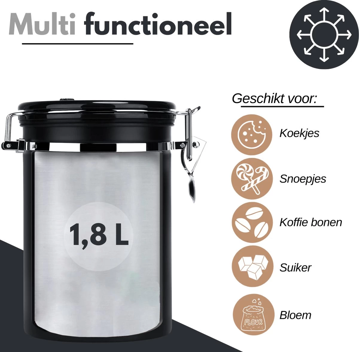 VAIVE Koffieblik - Koffiebus - Koffieblikbewaarblik - Bewaarbus Koffie - Voorraadpotten - Voorraadbussen - Voorraadbus -1.8L 5 VAIVE Koffieblik - Koffiebus - Koffieblikbewaarblik - Bewaarbus Koffie - Voorraadpotten - Voorraadbussen - Voorraadbus -1.8L - Afbeelding 3