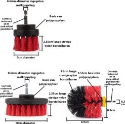 Kibani 3 Delige Borstelset Voor Boormachine - Rood - Voor Beton, Baksteen En Andere Ruwe Oppervlakken - Schrobborstel – Boorborstel – Schuurborstel - Borstel Boormachine – Schoonmaakborstel – Reinigingsborstel – Tapijtreiniger - Borstelset -Kruideniers Winkel 1200x1186 3