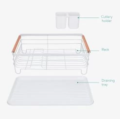 Navaris Afdruiprek Met Uitneembare Bestekhouder - Afwasrek Met Losse Lekbak - Vaatwasrek Met Plateau - Voor Bestek, Borden, Schalen En Pannen -Kruideniers Winkel 1200x1189