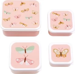 A Little Lovely Company - Brooddoos - Broodtrommel - Lunch & Snack Box Set Van 4 - Vlinders