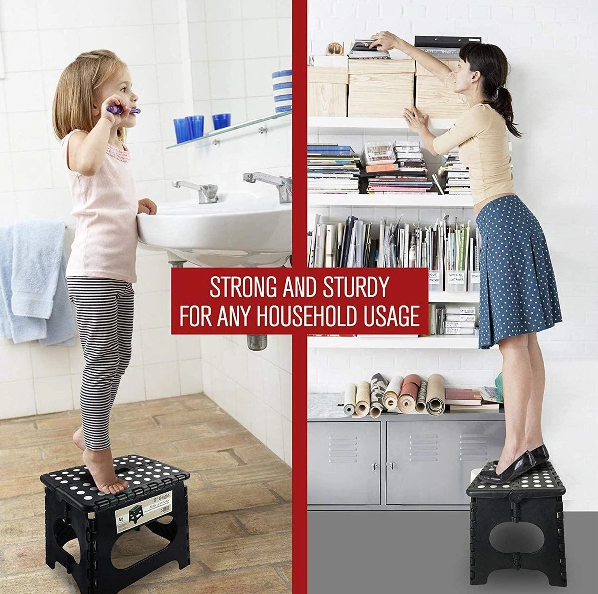 Buxibo - Kruk - Krukje - Keukentrap - Keukentrapje - Opvouwbaar Trapje - Keuken/Badkamer/Schuur Trapje - 29 X 24 X 40cm 8 Buxibo - Kruk - Krukje - Keukentrap - Keukentrapje - Opvouwbaar Trapje - Keuken/Badkamer/Schuur Trapje - 29 X 24 X 40cm - Afbeelding 6