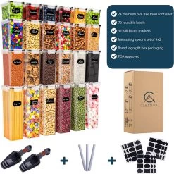 Empyrea Set Van 24 Luchtdichte Vershouddozen, Voorraad Bussen Opslag En Organisatie, Keuken En Voedselcontainer, Voorraadpotten Van Kunststof, BPA-vrij, 72 Etiketten, 3 Markers En 8 Lepels Meegeleverd | Keuken Organizer Voorraadcontainers 13 Empyrea Set Van 24 Luchtdichte Vershouddozen, Voorraad Bussen Opslag En Organisatie, Keuken En Voedselcontainer, Voorraadpotten Van Kunststof, BPA-vrij, 72 Etiketten, 3 Markers En 8 Lepels Meegeleverd | Keuken Organizer Voorraadcontainers -Kruideniers Winkel 1200x1198 73