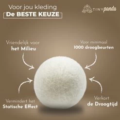 Merkloos Droger Ballen XL 6 Stuks Inclusief Lavendelolie – Zero Waste Dryer Balls - Duurzaam – Wasverzachter – Herbruikbare Drogerballen – Droogt De Was Sneller – Tiny Panda -Kruideniers Winkel 1200x1199 3
